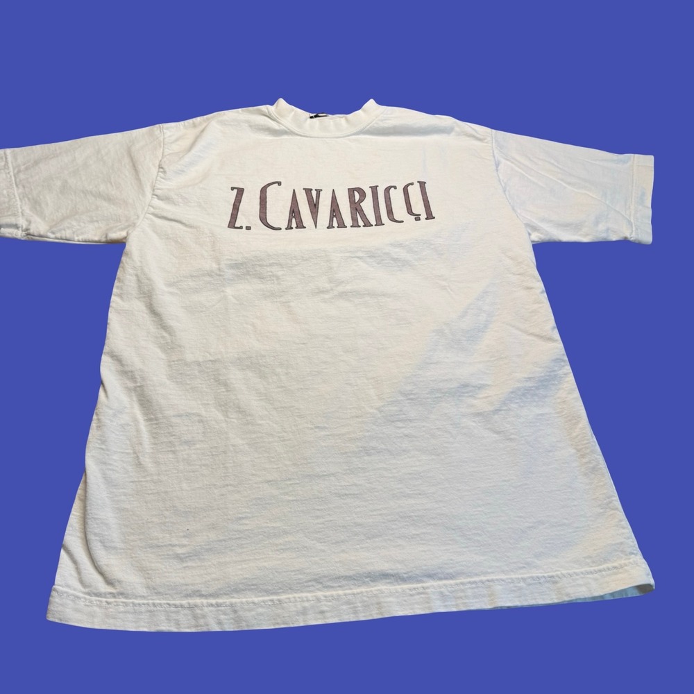 Vintage Z Cavaricci T Shirt Small White Logo Made USA 90s Designer Cotton